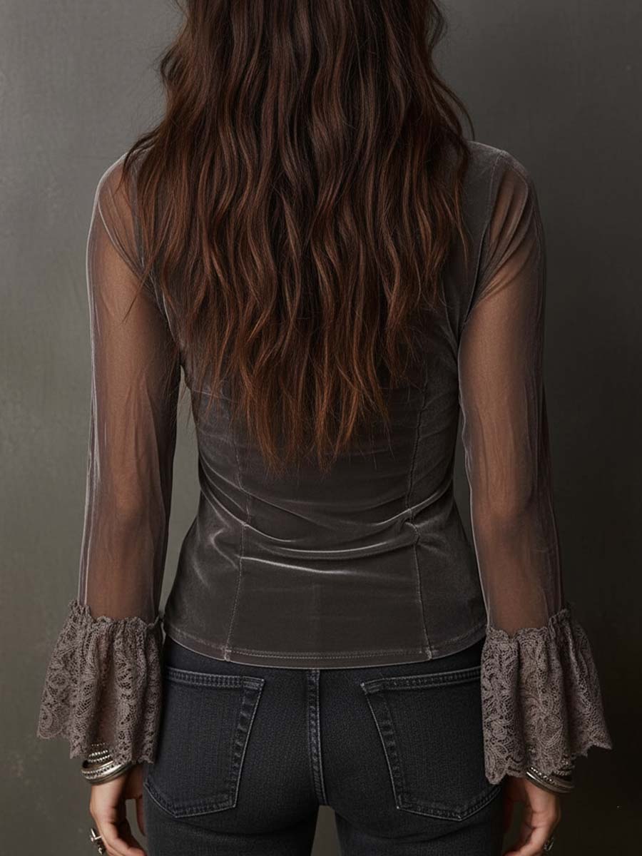 Willa London™ | Velvet Sheer Elegance Blouse