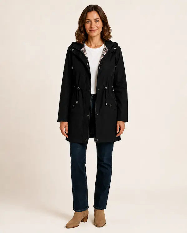 London Drawstring Parka – Black