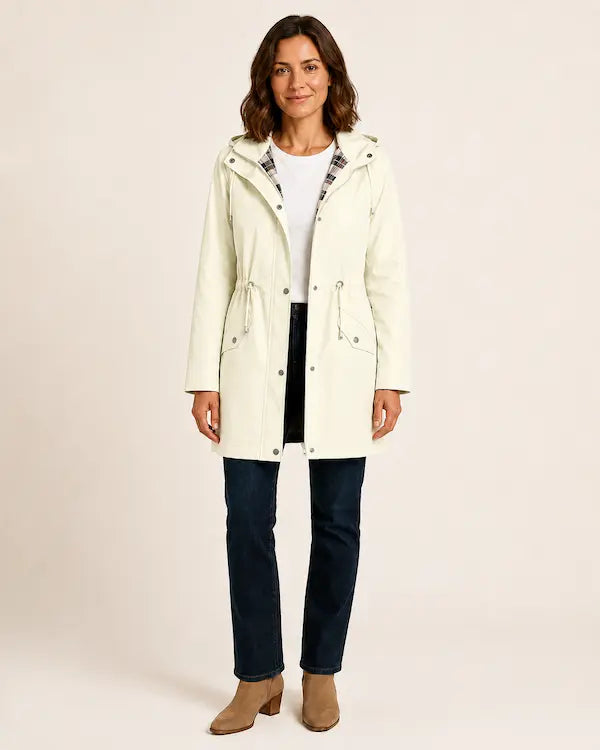 London Drawstring Parka – Cream