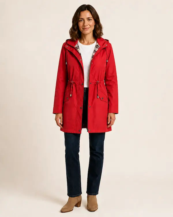 London Drawstring Parka – Red