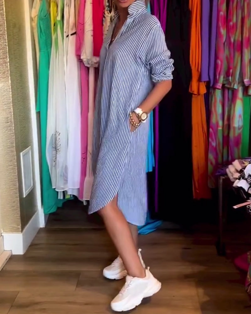 Willa London™ | Striped Elegance Shirt Dress