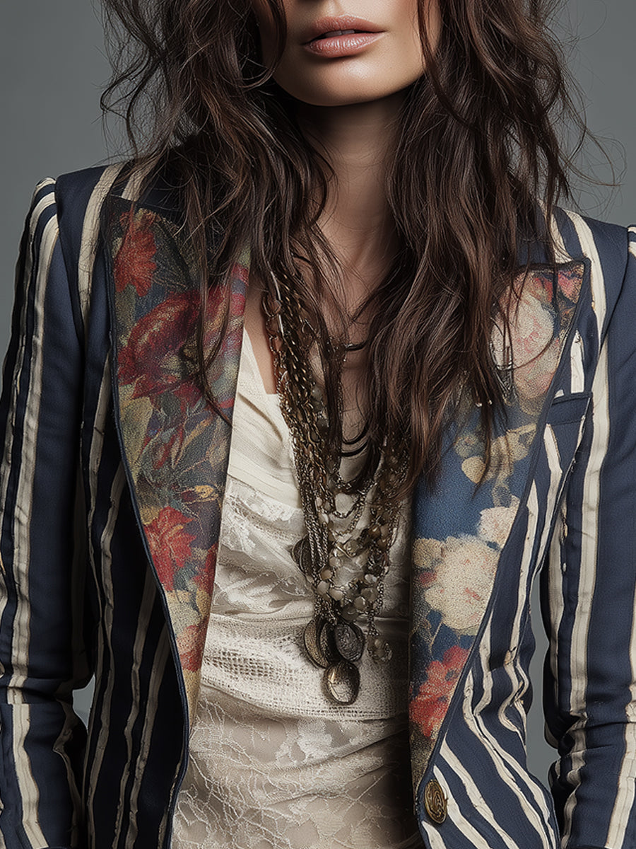 Willa London™ | Bohemian Floral Stripe Blazer