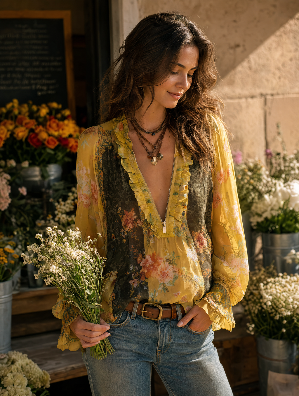 Willa London™ | Vintage Blossom Ruffle Blouse