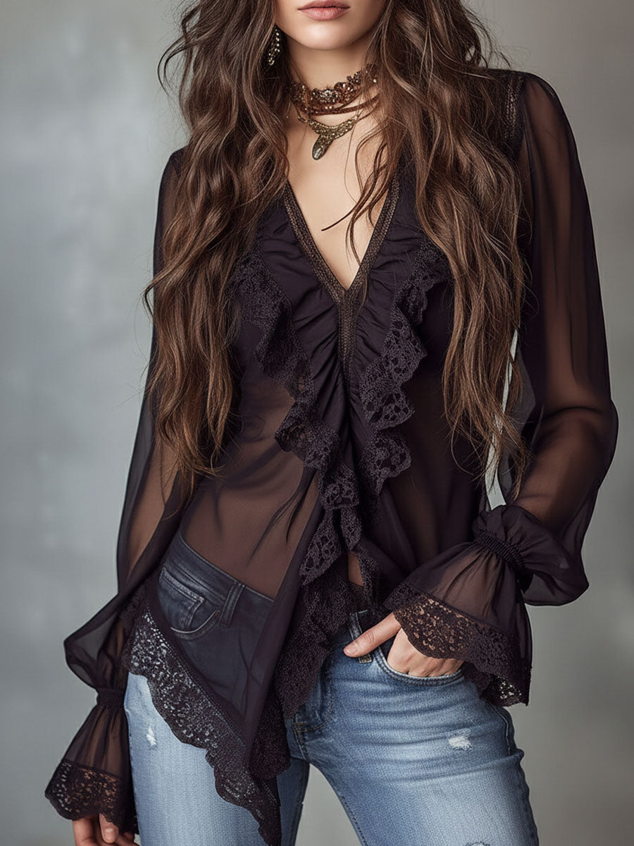 Willa London™ | Enchanted Lace Ruffle Blouse