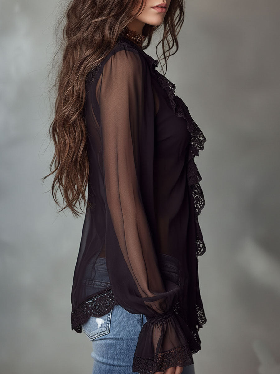 Willa London™ | Enchanted Lace Ruffle Blouse