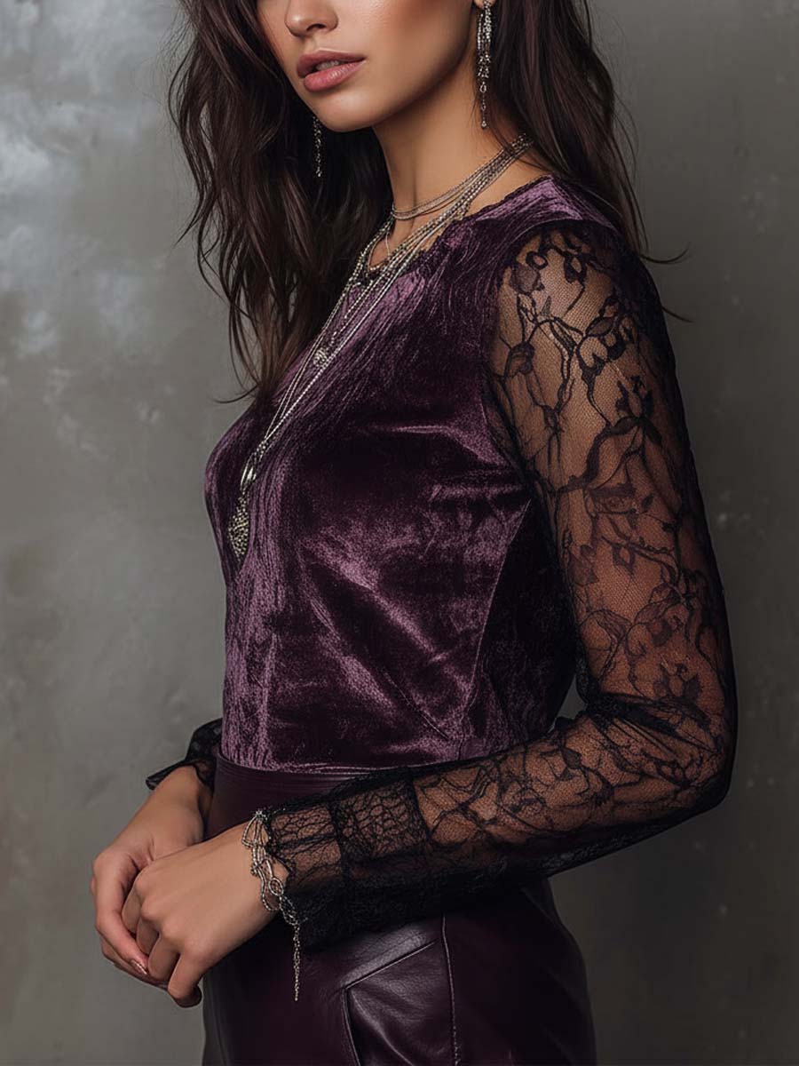 Willa London™ | Midnight Velvet Lace Top