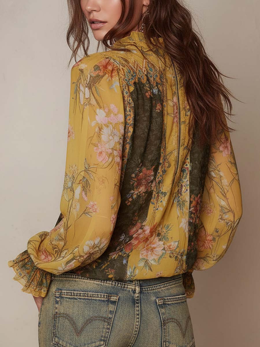 Willa London™ | Vintage Blossom Ruffle Blouse