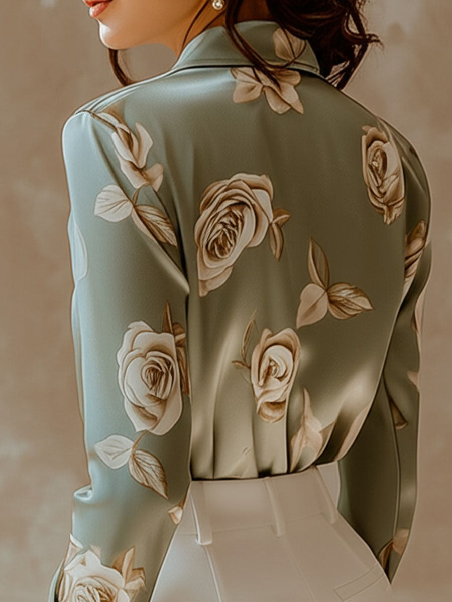 Willa London™ | Satin Elegance Lapel Shirt