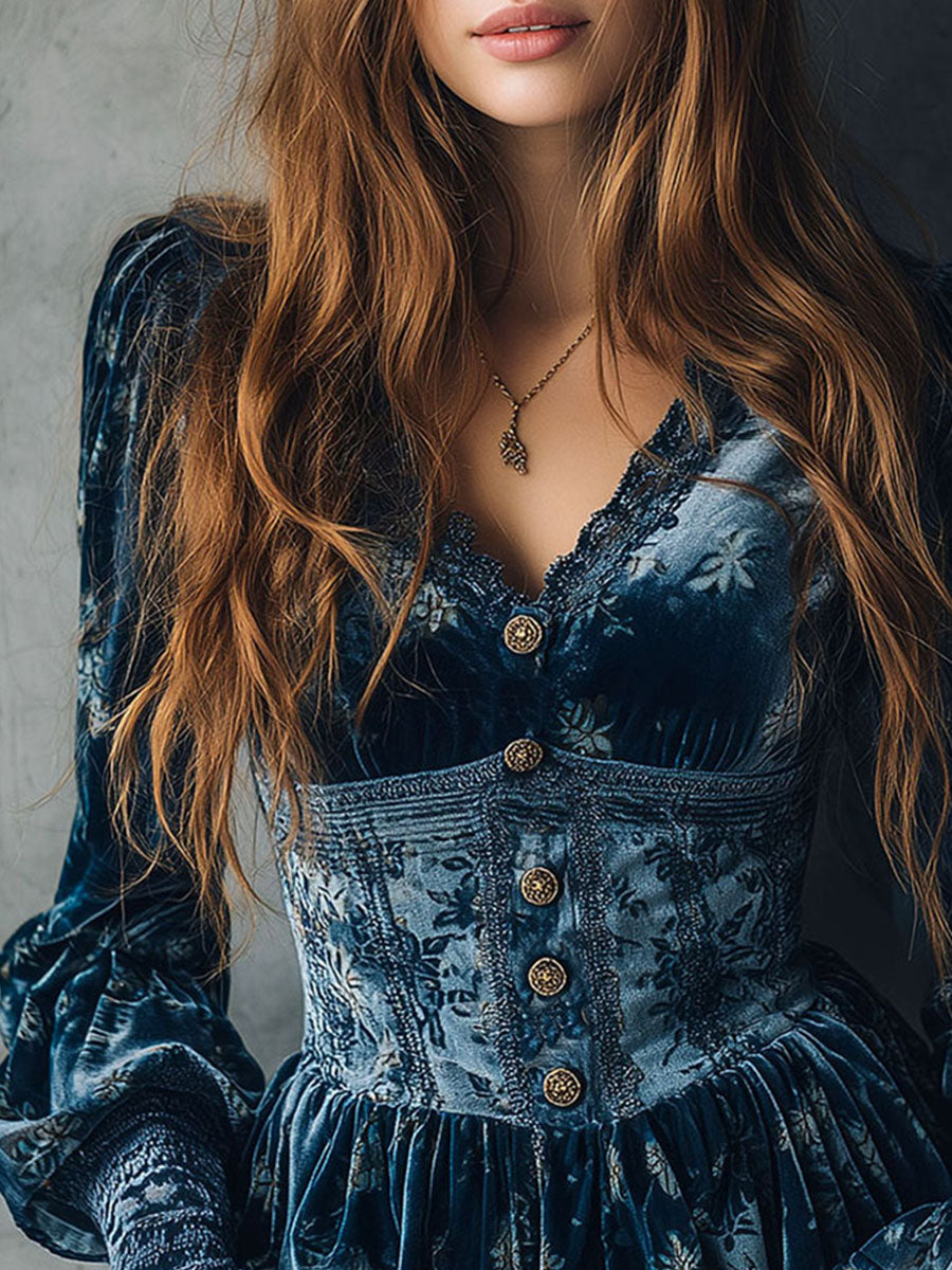 Willa London™ | Velvet Floral Corset Blouse