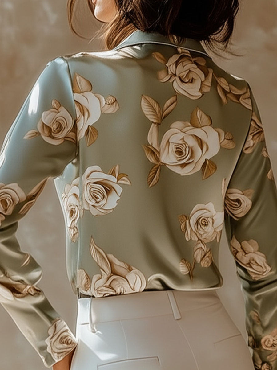 Willa London™ | Satin Elegance Lapel Shirt