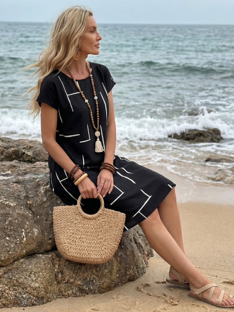 Willa London™ | Abstract Elegance Midi Dress