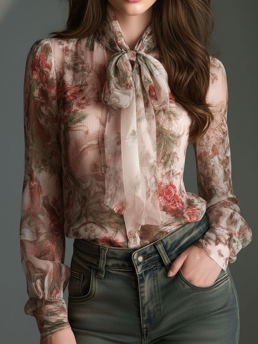 Willa London™ | Vintage Blossom Chiffon Blouse