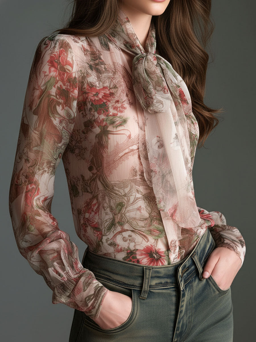 Willa London™ | Vintage Blossom Chiffon Blouse