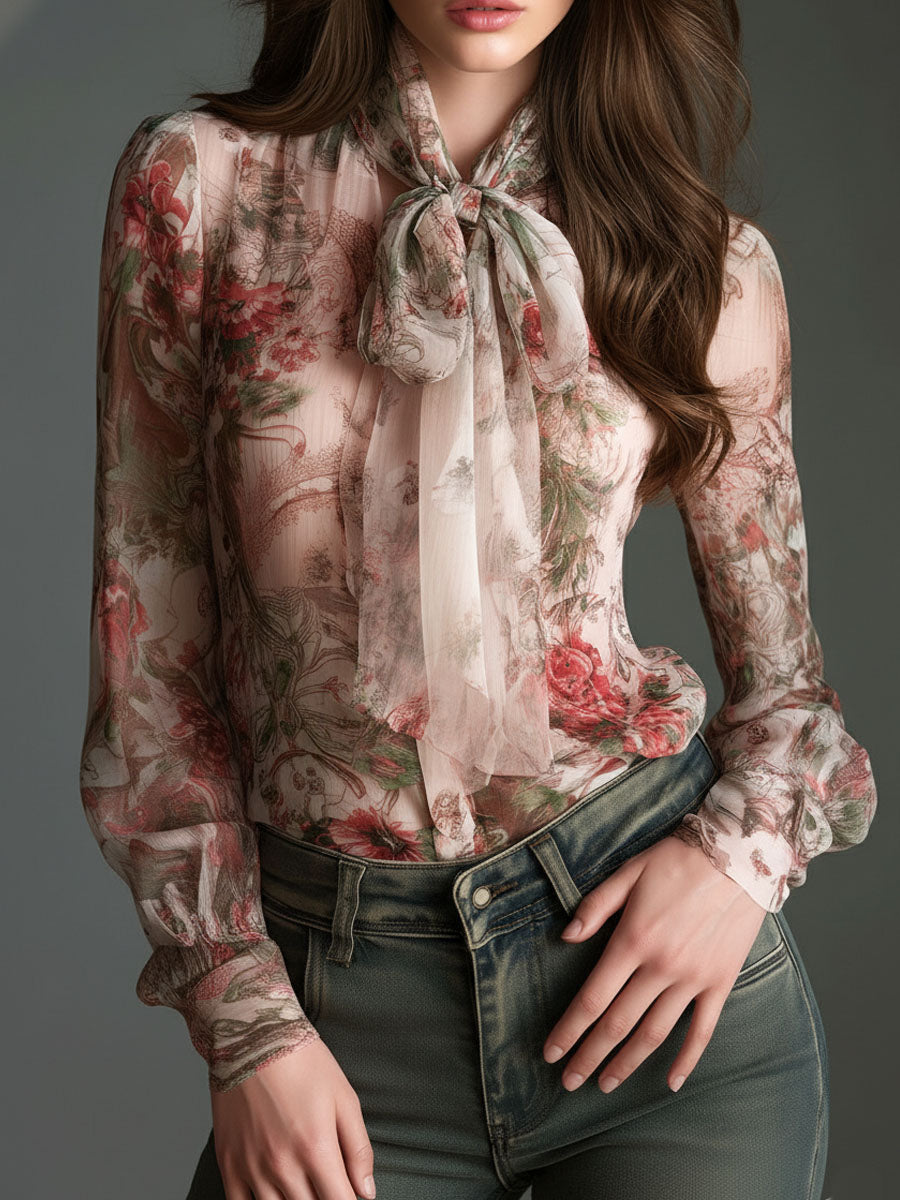 Willa London™ | Vintage Blossom Chiffon Blouse