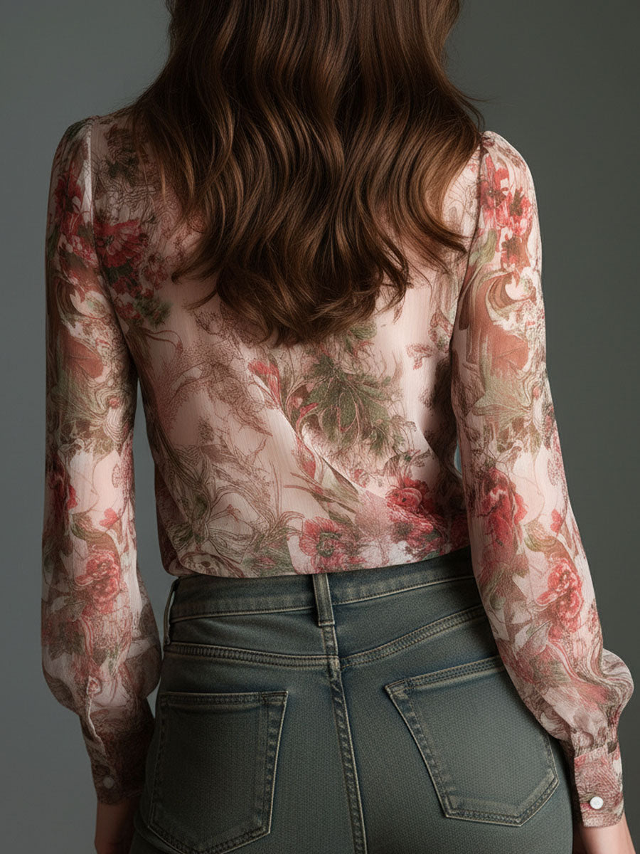 Willa London™ | Vintage Blossom Chiffon Blouse