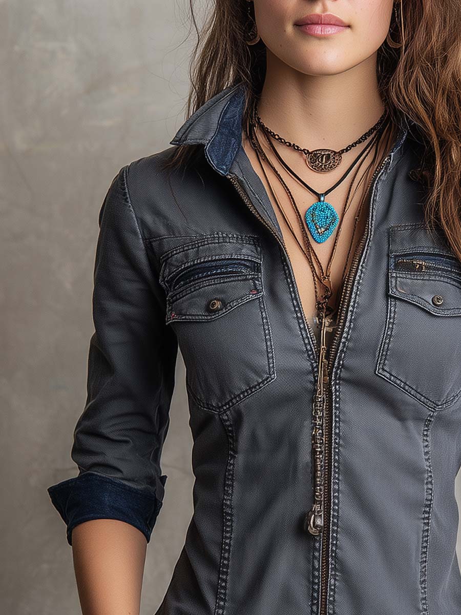Willa London™ | Heritage Denim Zip Shirt