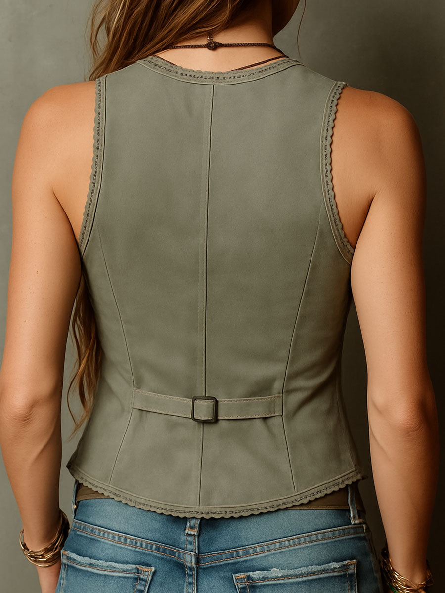 Willa London™ | Olive Suede Corset Vest