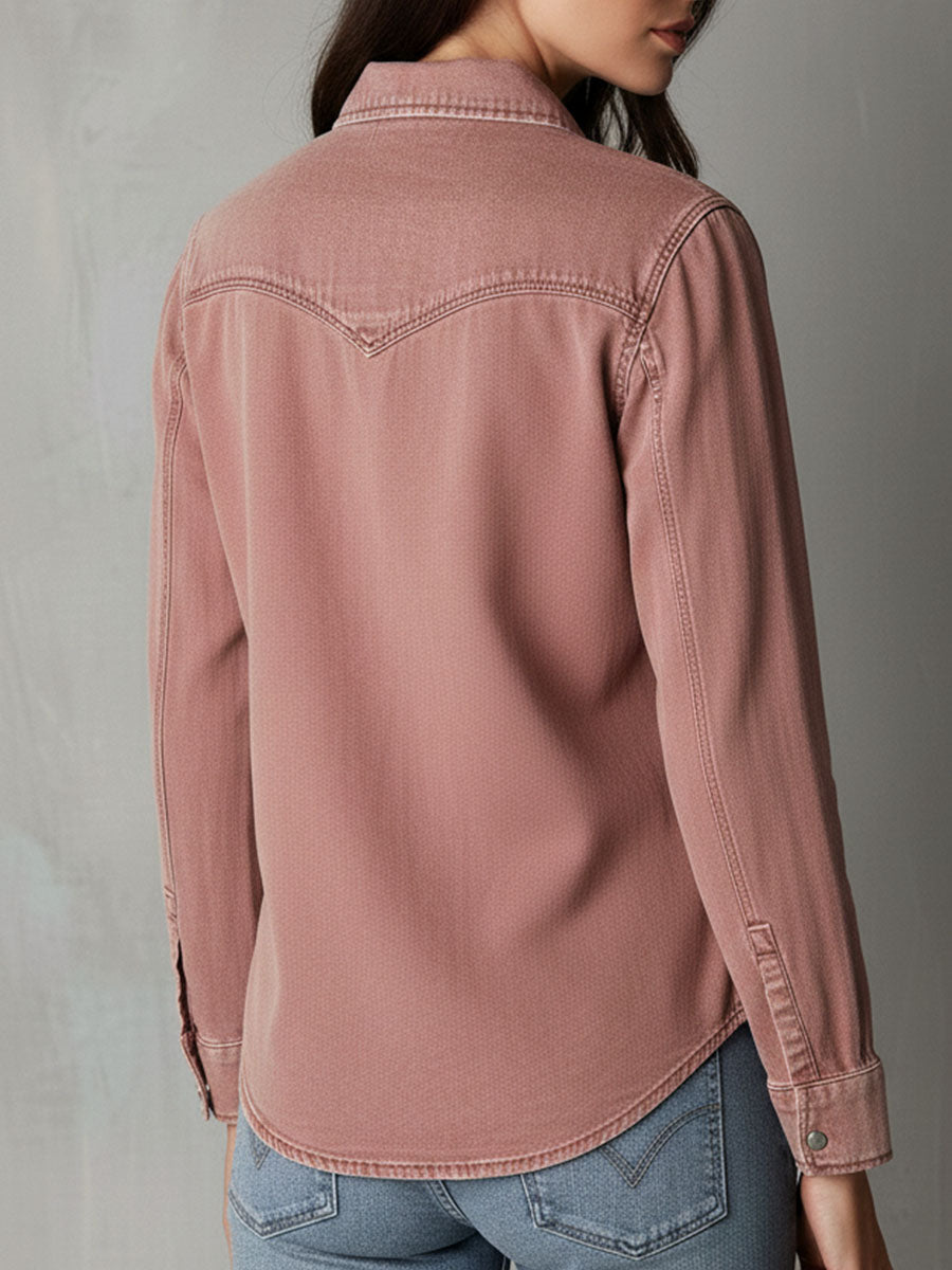 Willa London™ | Dusty Rose Denim Zip Shirt