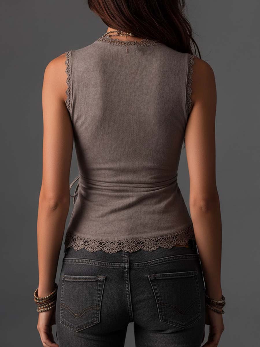 Willa London™ | Lace-Trimmed Wrap Top