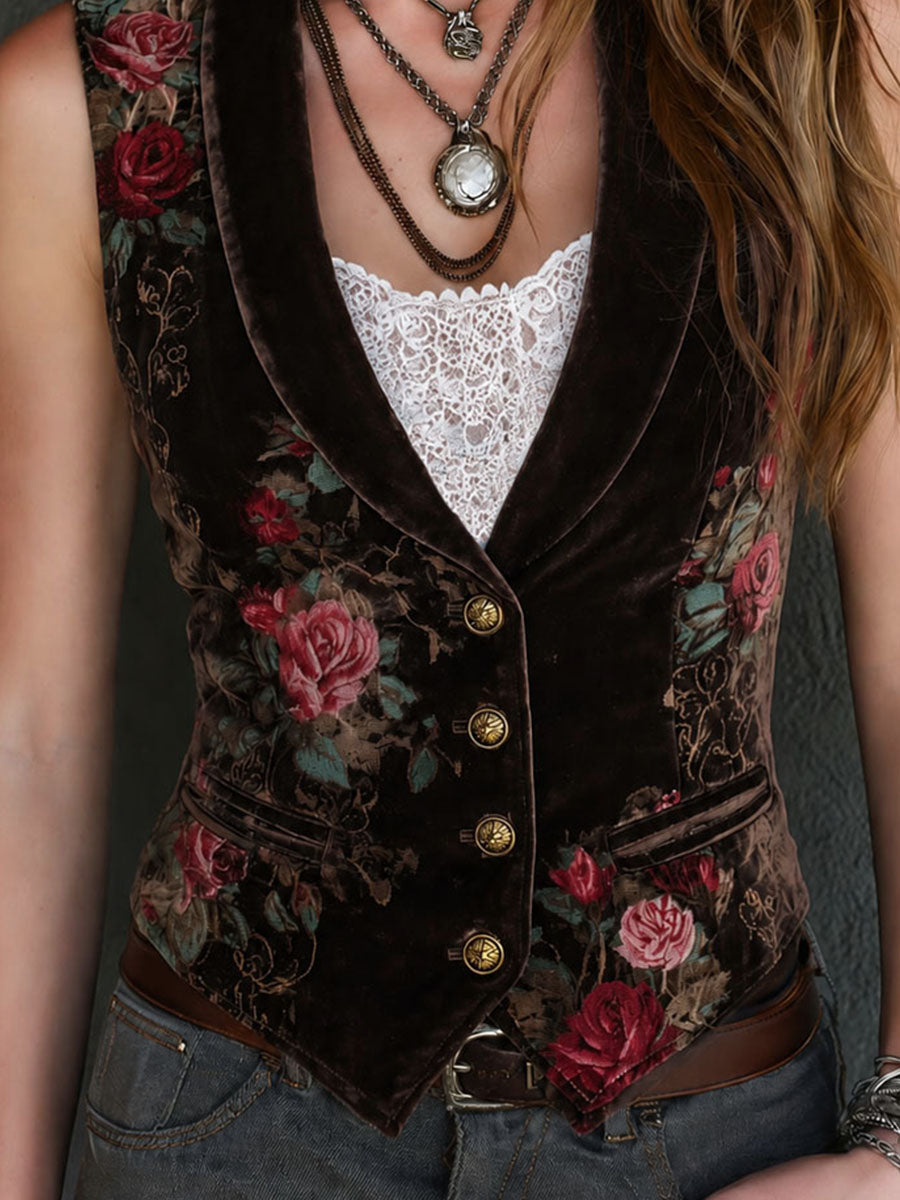 Willa London™ | Vintage Velvet Floral Waistcoat