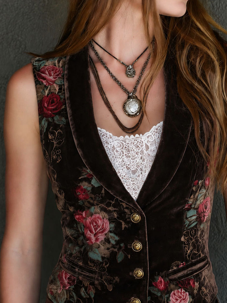Willa London™ | Vintage Velvet Floral Waistcoat