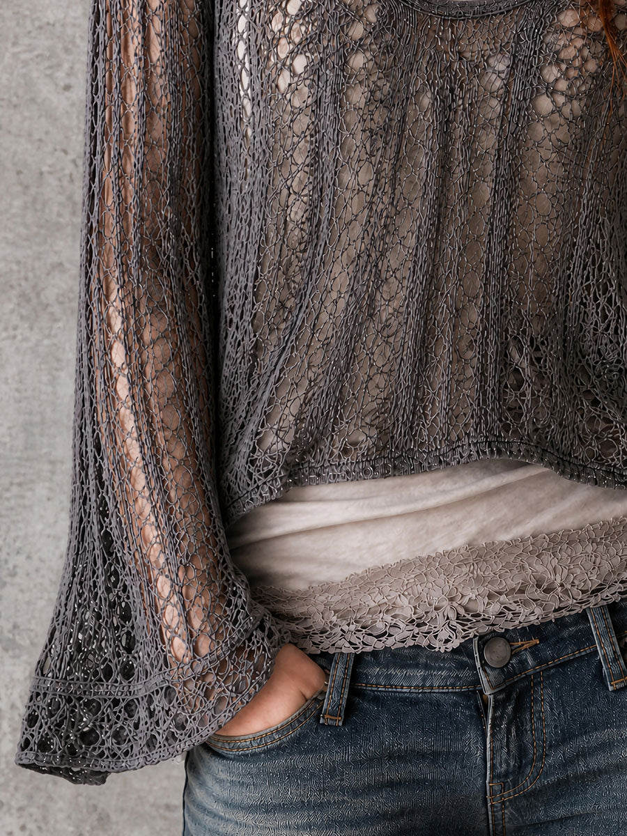 Willa London™ | Charcoal Elegance Bell Sleeve Top