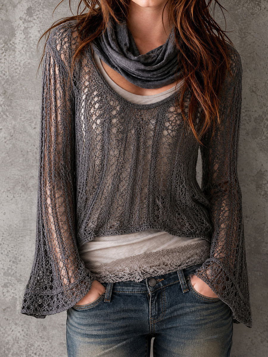 Willa London™ | Charcoal Elegance Bell Sleeve Top
