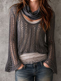 Willa London™ | Charcoal Elegance Bell Sleeve Top