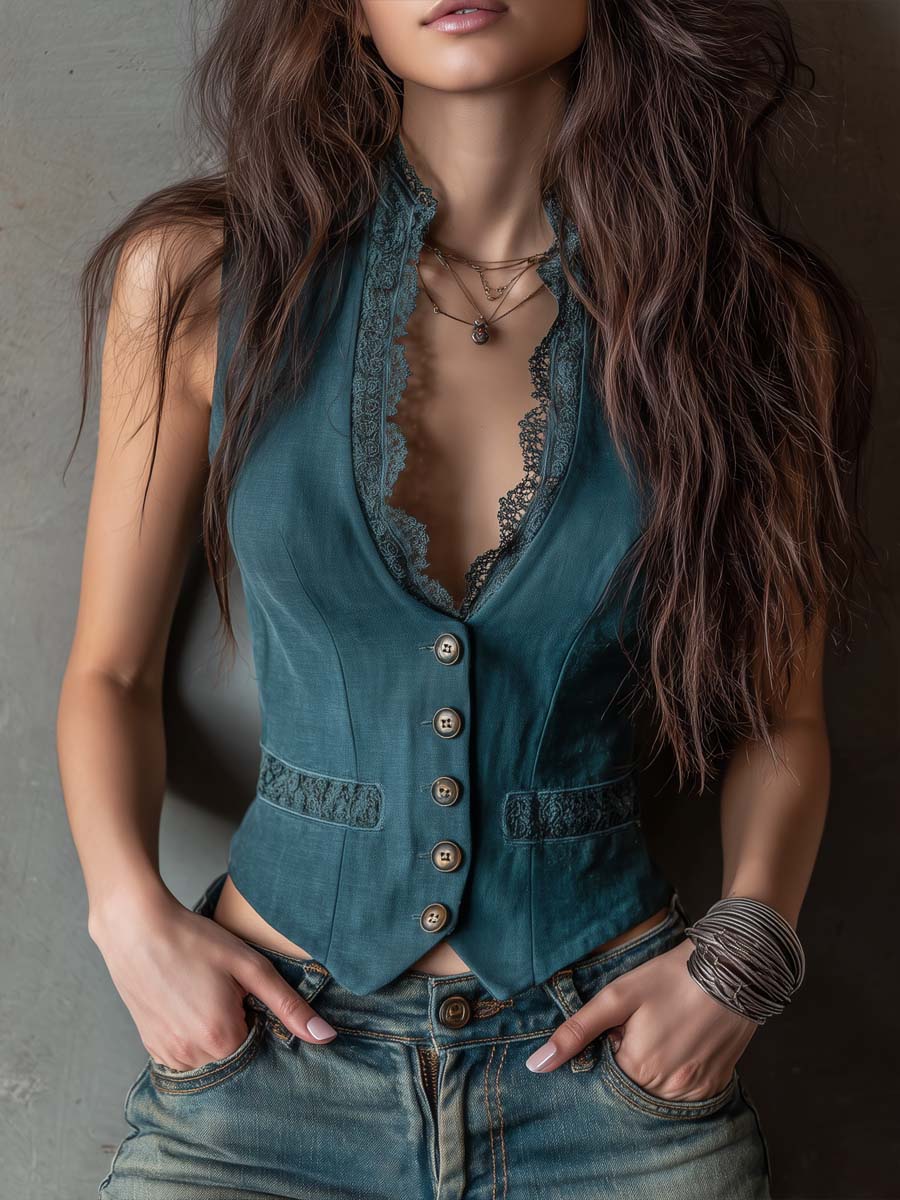Willa London™ | Vintage Lace Charm Vest