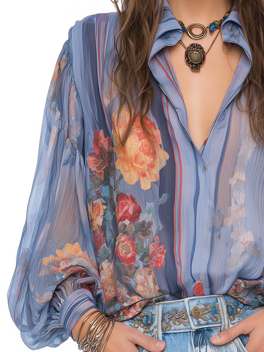 Willa London™ | Vintage Floral Chiffon Blouse