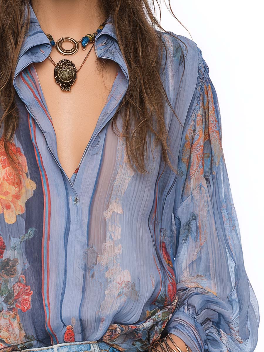 Willa London™ | Vintage Floral Chiffon Blouse