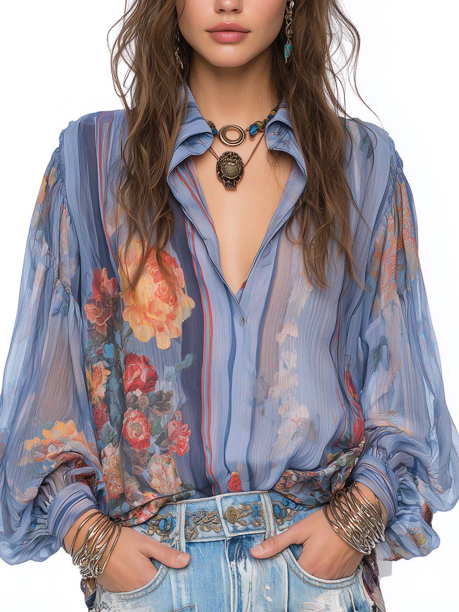 Willa London™ | Vintage Floral Chiffon Blouse