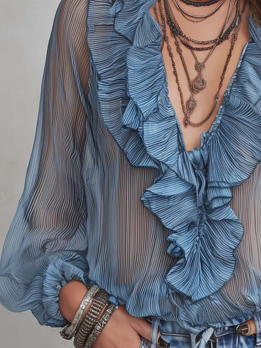Willa London™ | Bohemian Ruffle Chiffon Blouse