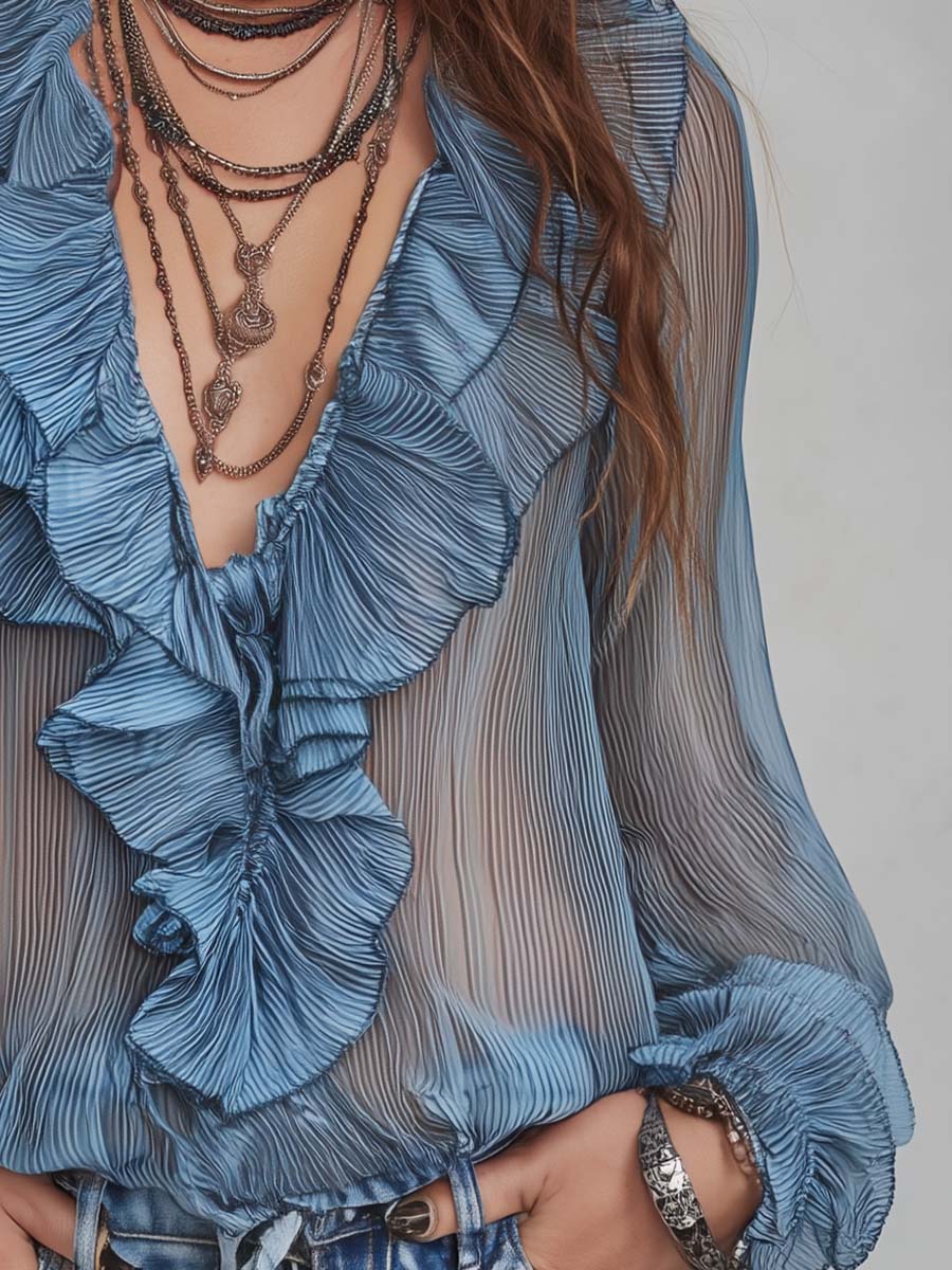 Willa London™ | Bohemian Ruffle Chiffon Blouse