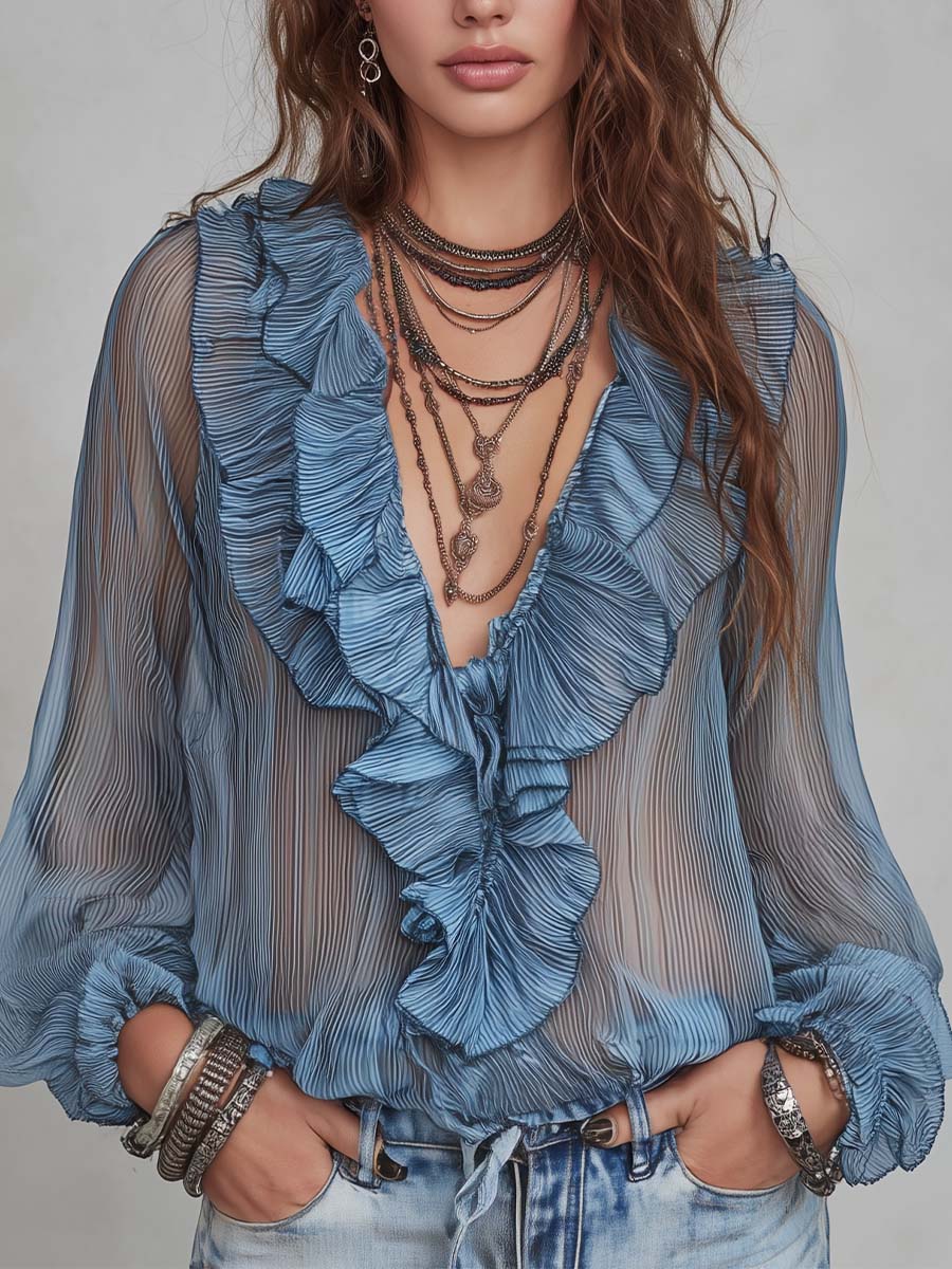 Willa London™ | Bohemian Ruffle Chiffon Blouse