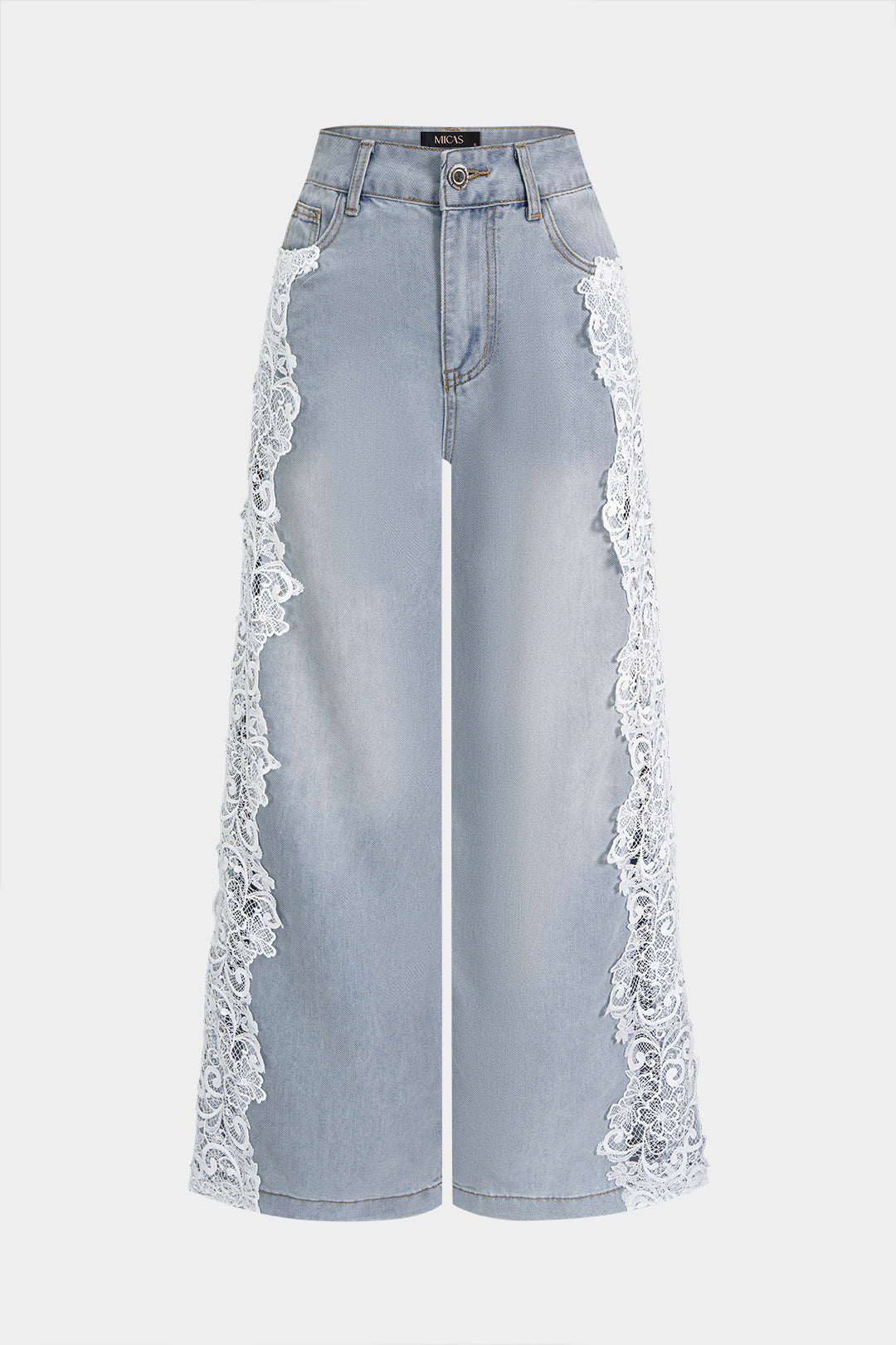 Willa London™ | Lace-Trimmed Denim Trousers
