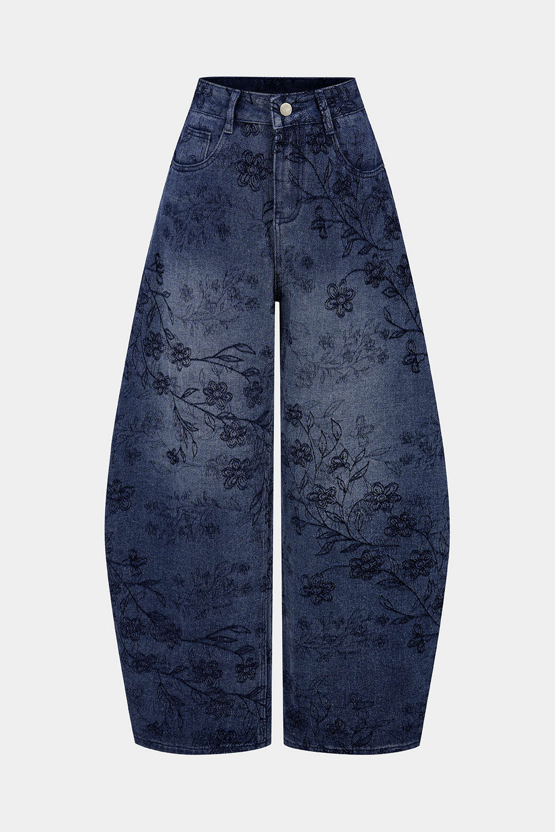 Willa London™ | Floral Elegance Denim Barrel Jeans