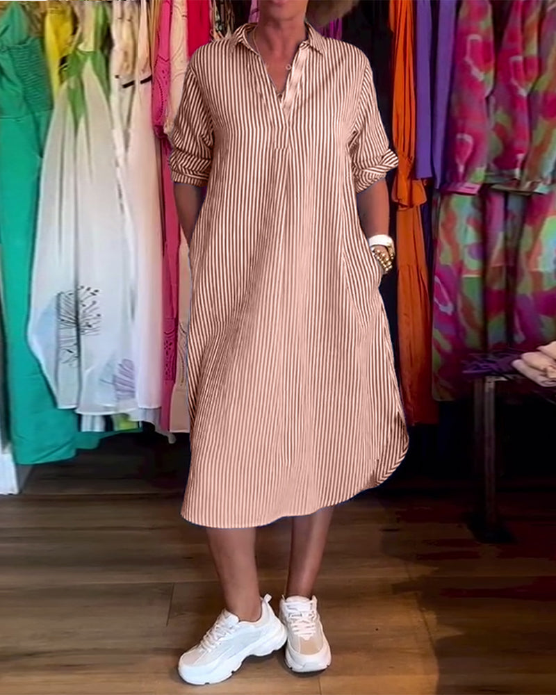 Willa London™ | Striped Elegance Shirt Dress