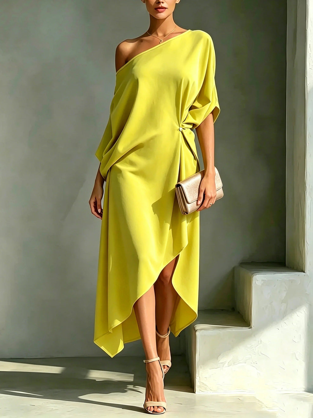 Willa London™ | Asymmetric Elegance Midi Dress