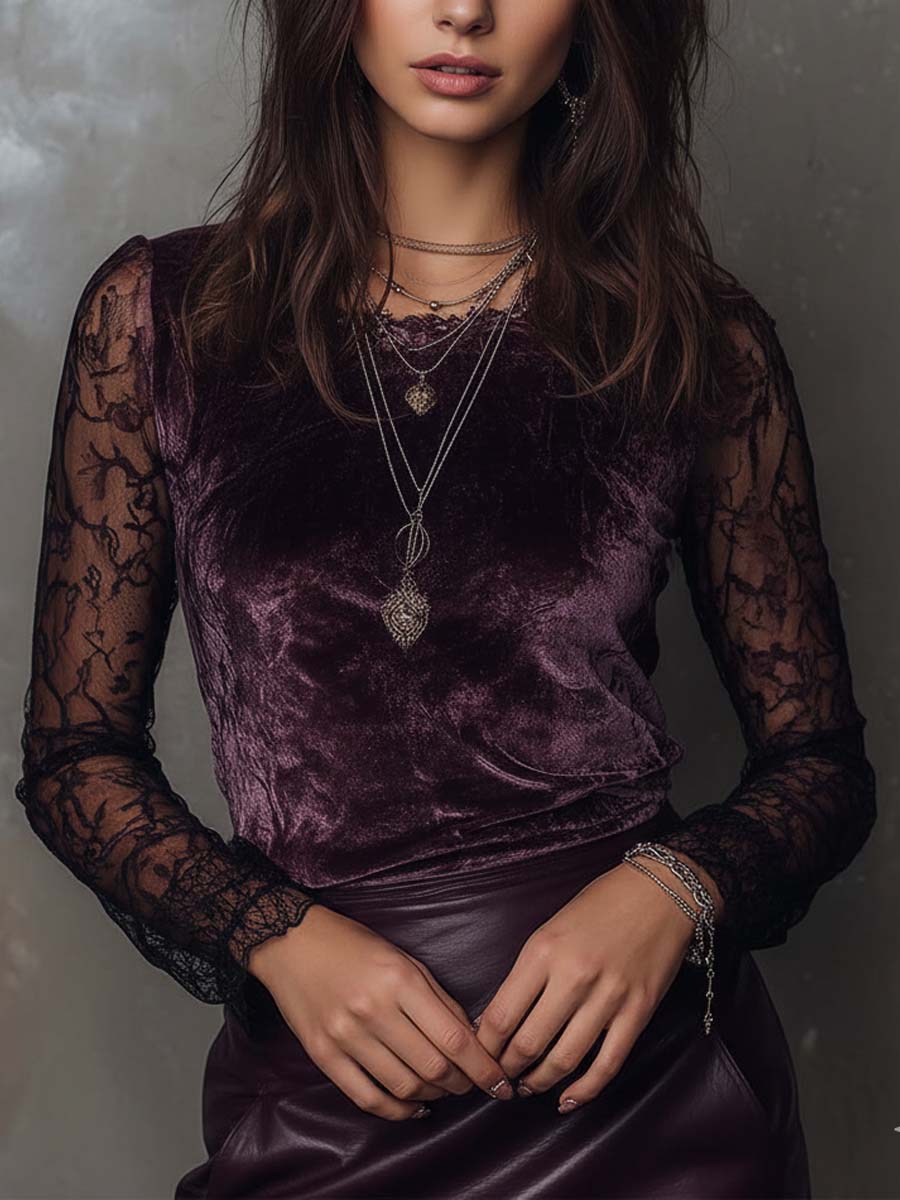 Willa London™ | Midnight Velvet Lace Top