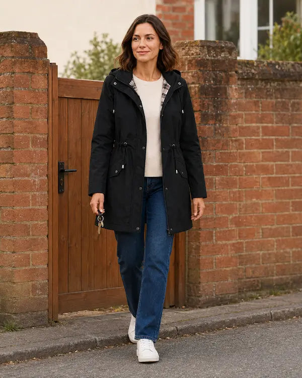 London Drawstring Parka Black – neighbourhood errands lifestyle