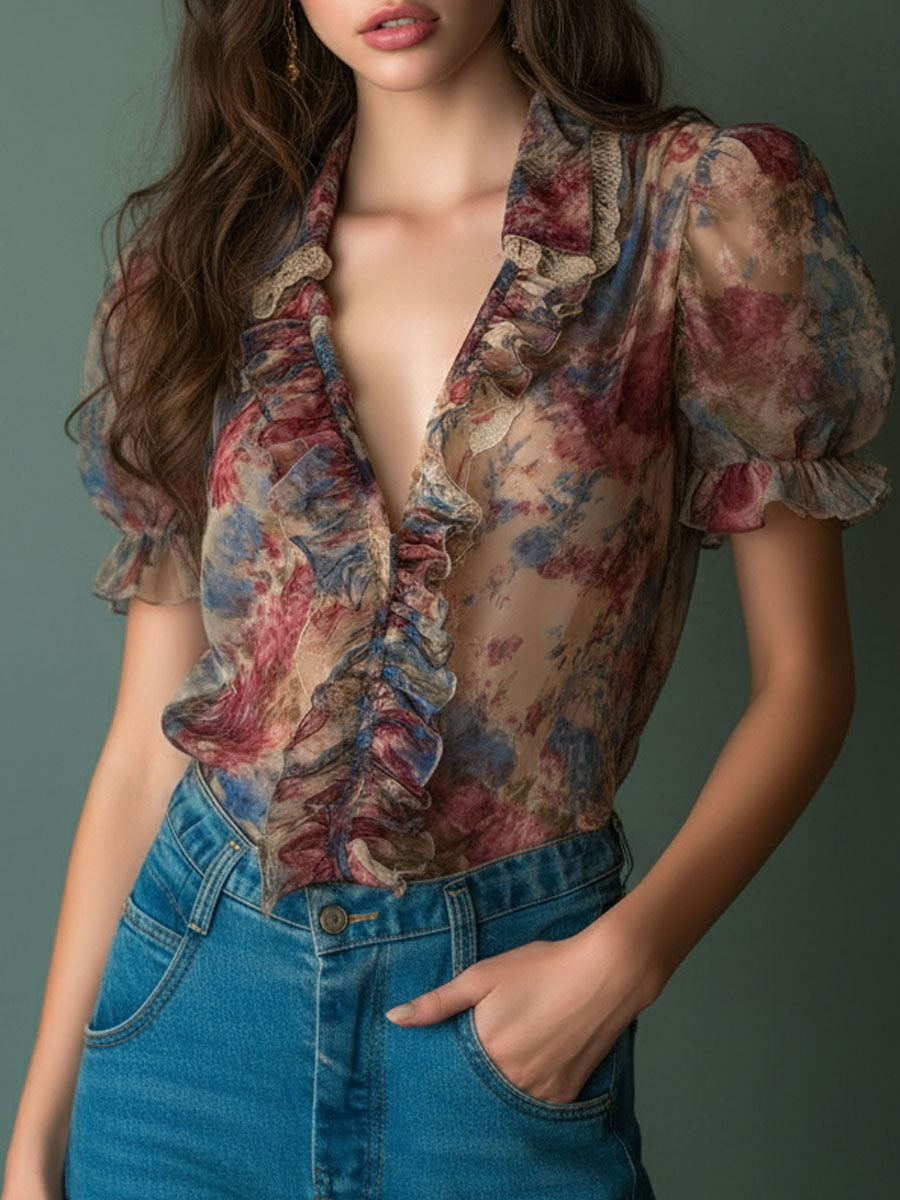 Willa London™ | Enchanted Floral Ruffle Blouse