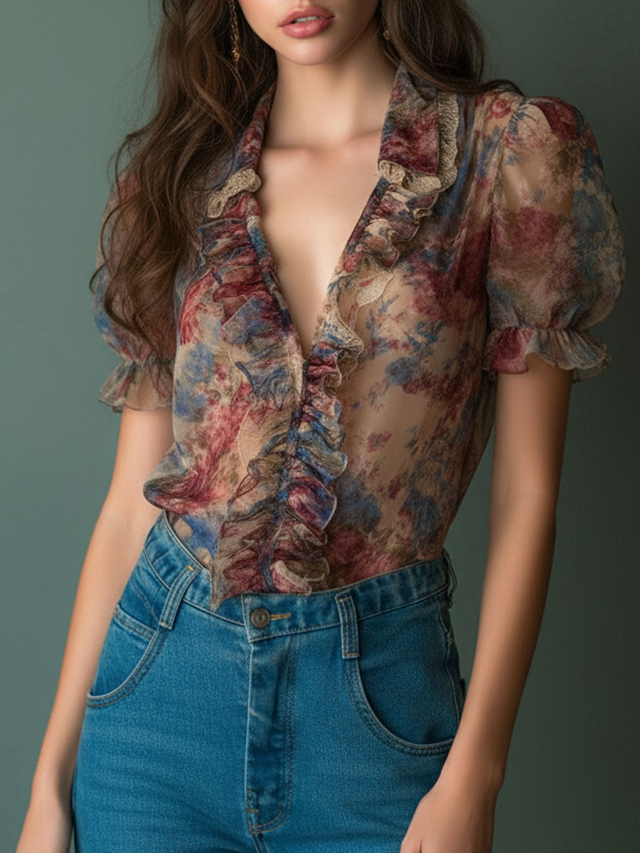 Willa London™ | Enchanted Floral Ruffle Blouse