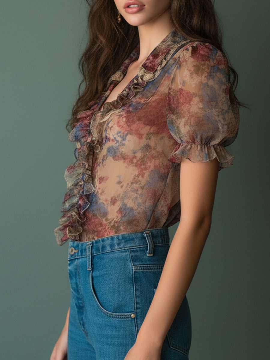 Willa London™ | Enchanted Floral Ruffle Blouse