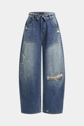 Willa London™ | Asymmetrical Fray Denim Trousers