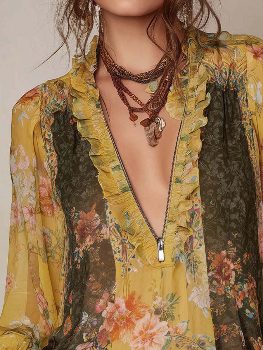 Willa London™ | Vintage Blossom Ruffle Blouse