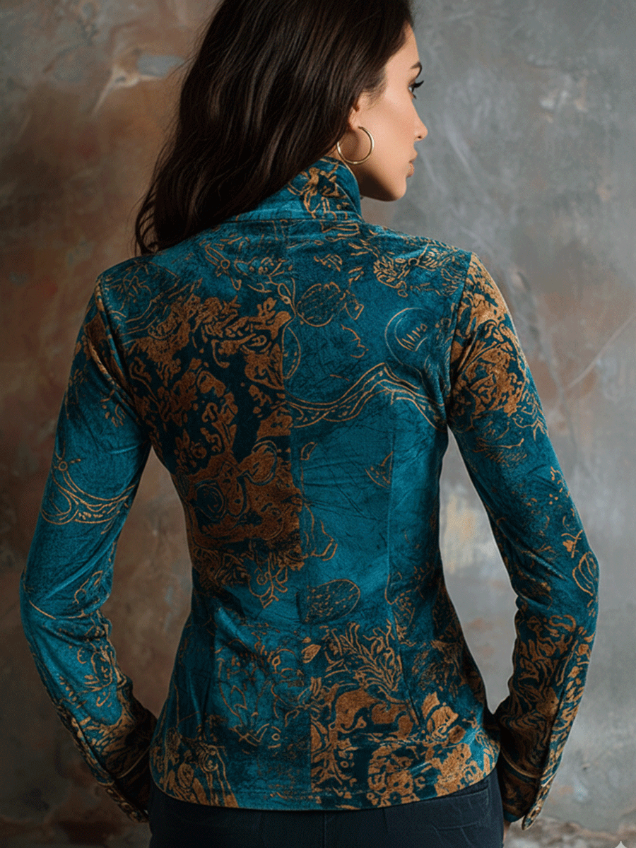 Willa London™ | Velvet Peacock Elegance Blouse
