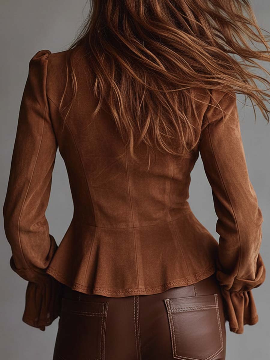 Willa London™ | Caramel Ruffle Lace Blouse