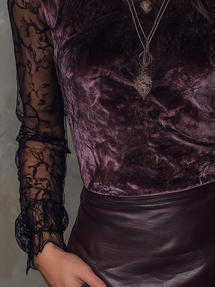 Willa London™ | Midnight Velvet Lace Top
