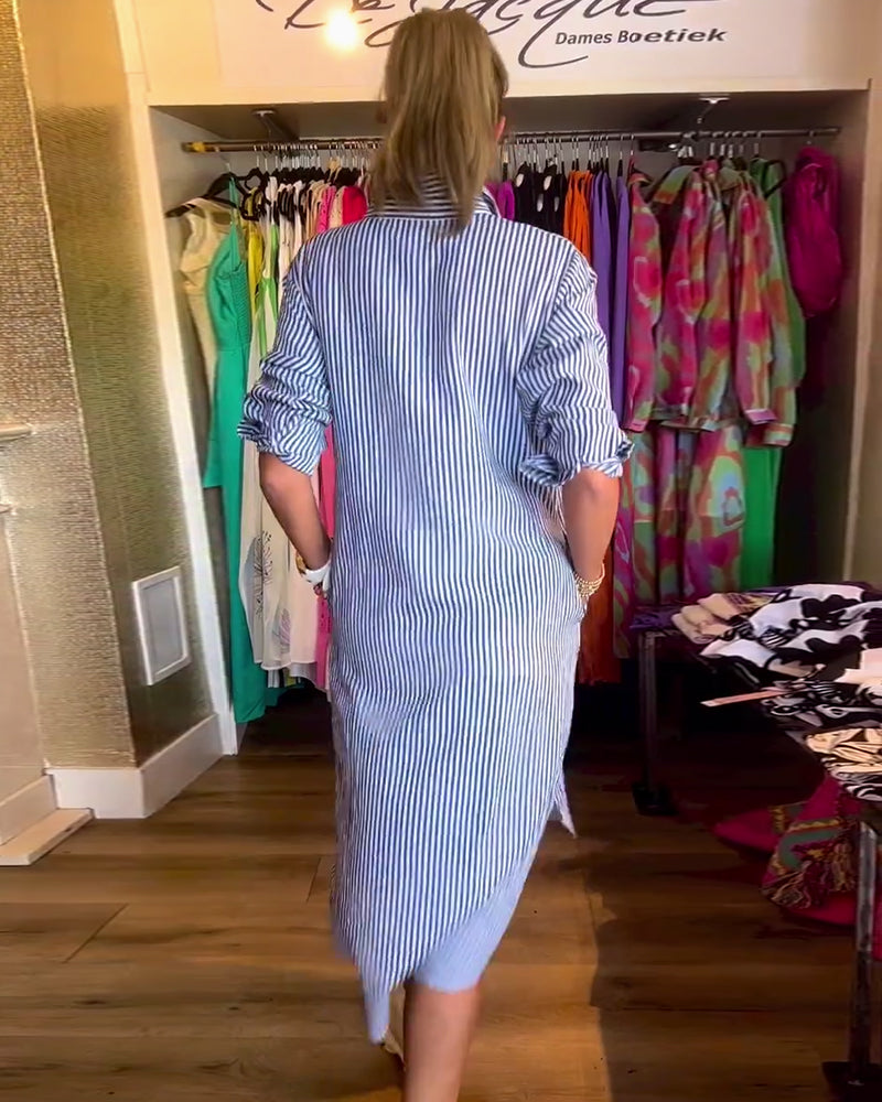 Willa London™ | Striped Elegance Shirt Dress